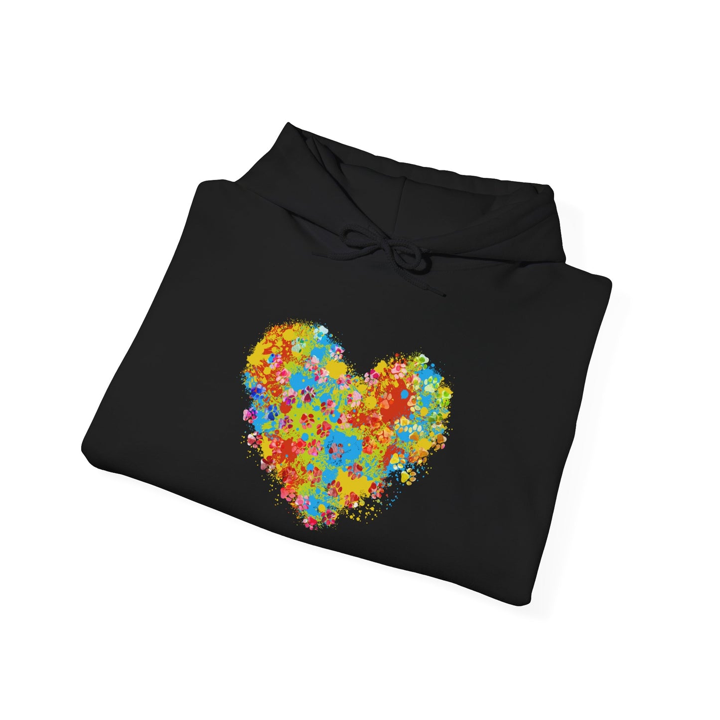Colorful Heart Graphic Cozy Hoodie | Comfortable Winter Apparel