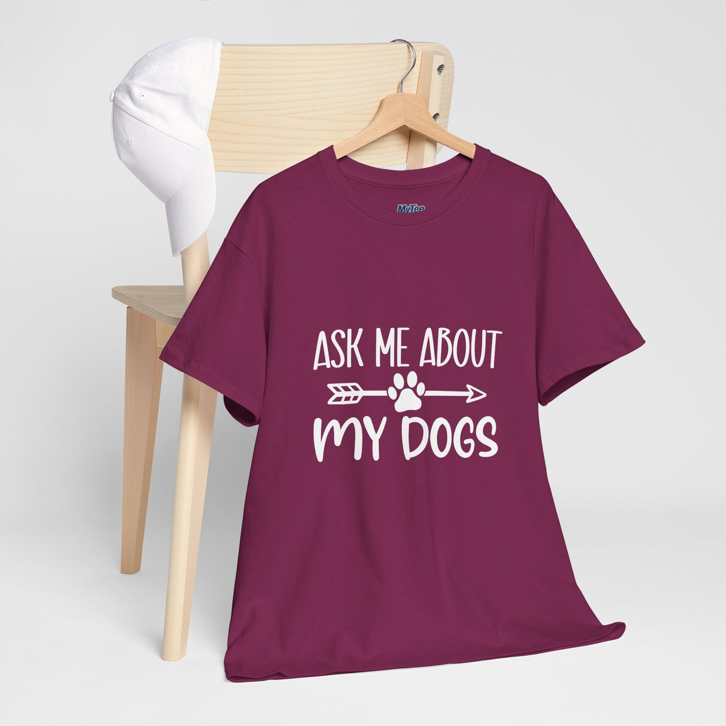 Ask Me About My Dogs Unisex Cotton T-Shirt | Dog Lover Gift