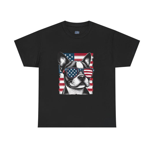 Patriotic Boston Terrier with Sunglasses Unisex T-Shirt