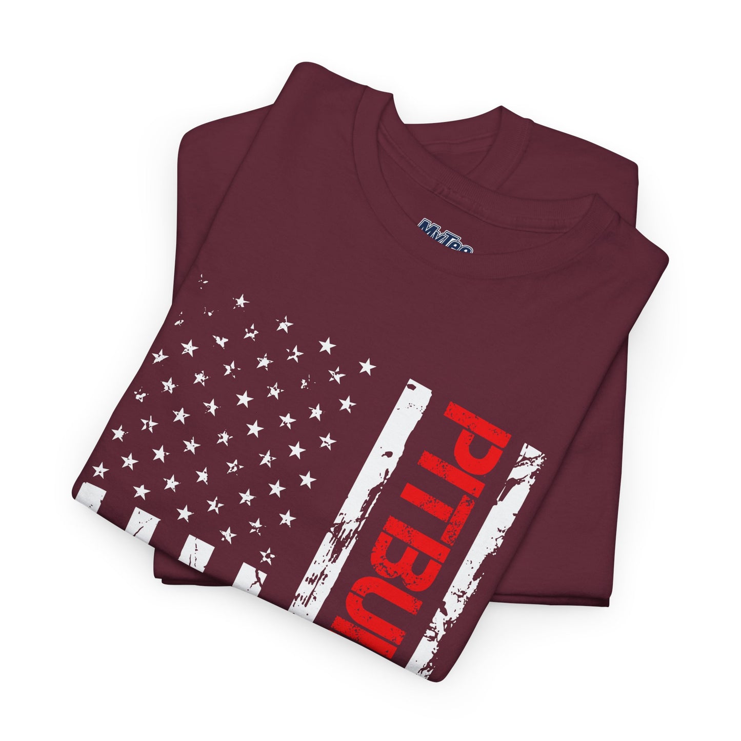 Patriotic Pitbull Dad Heavy Cotton T-Shirt | Father's Day Gift