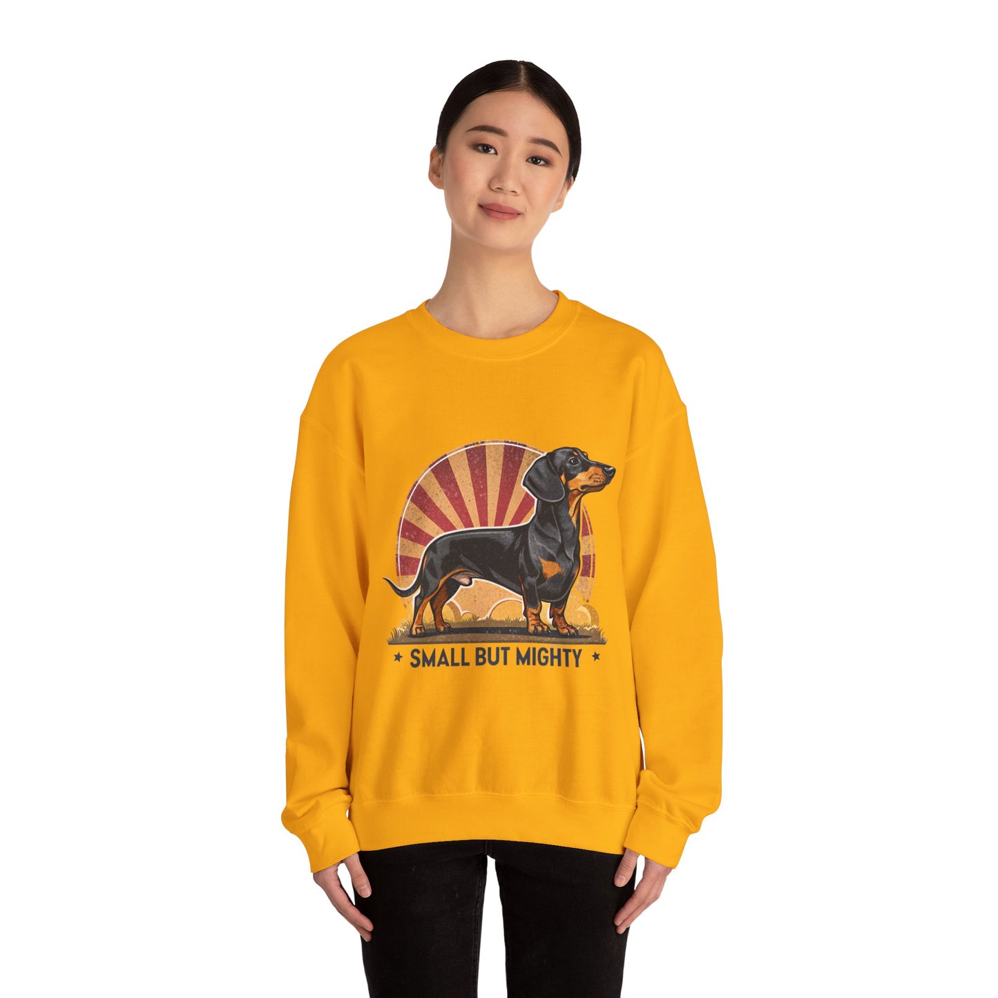 Dachshund Small But Mighty Sweatshirt – Fierce Pup Energy Pullover