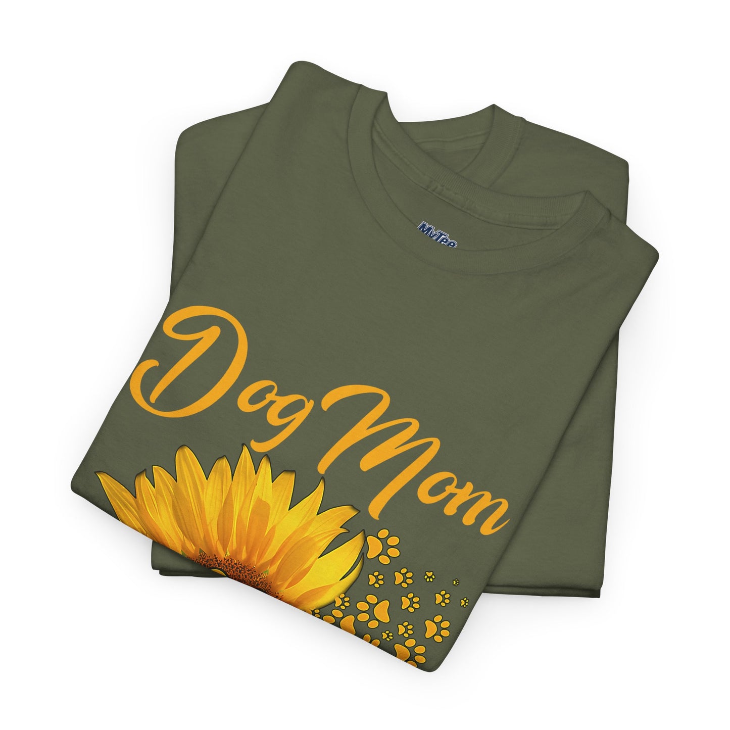 Dog Mom Sunflower Paw Cotton T-Shirt