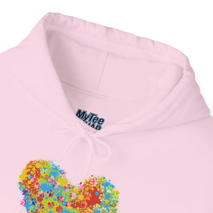Colorful Heart Graphic Cozy Hoodie | Comfortable Winter Apparel