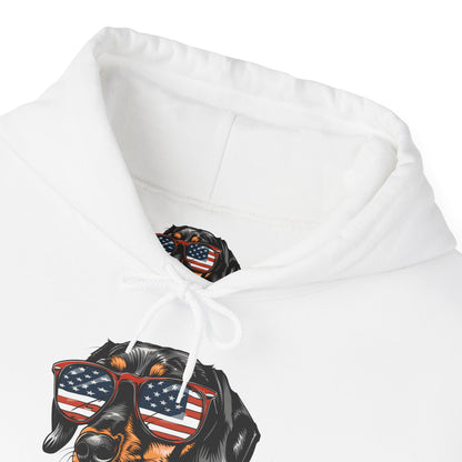 Patriotic Dachshund Dog Unisex Hoodie With Sunglasses