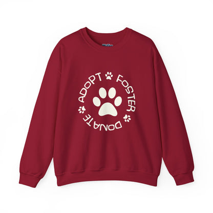 Adopt Foster Donate Unisex Sweatshirt | Paw Print Animal Shelter Pullover