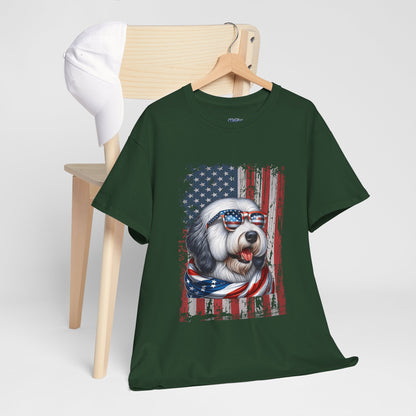Patriotic Old English Sheepdog With Sunglasses Unisec T-Shirt