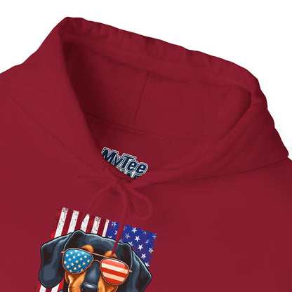 Patriotic Dachshund Dog Flag Shades Unisex Hoodie