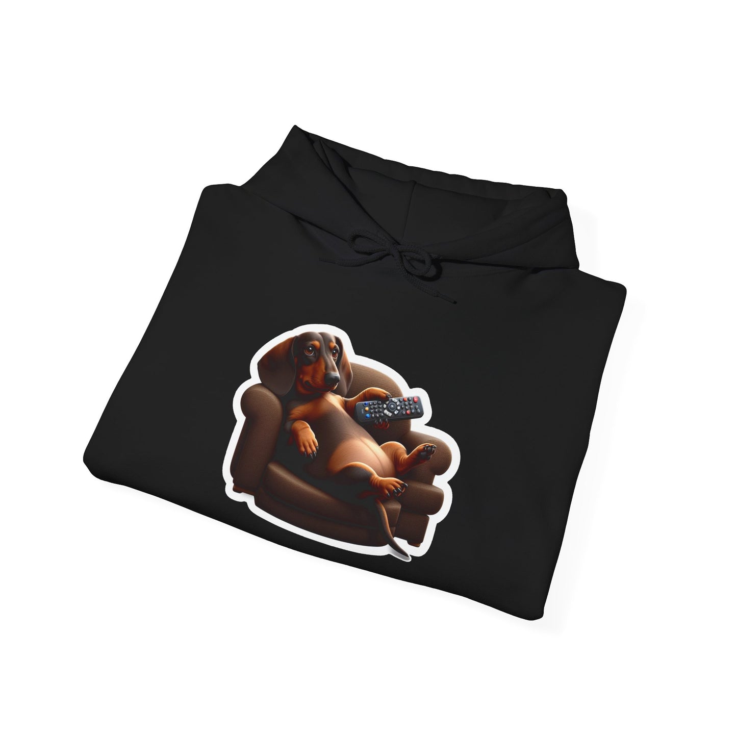 Dachshund TV Boss Unisex Hoodie– Funny Wiener Dog Relax Tee