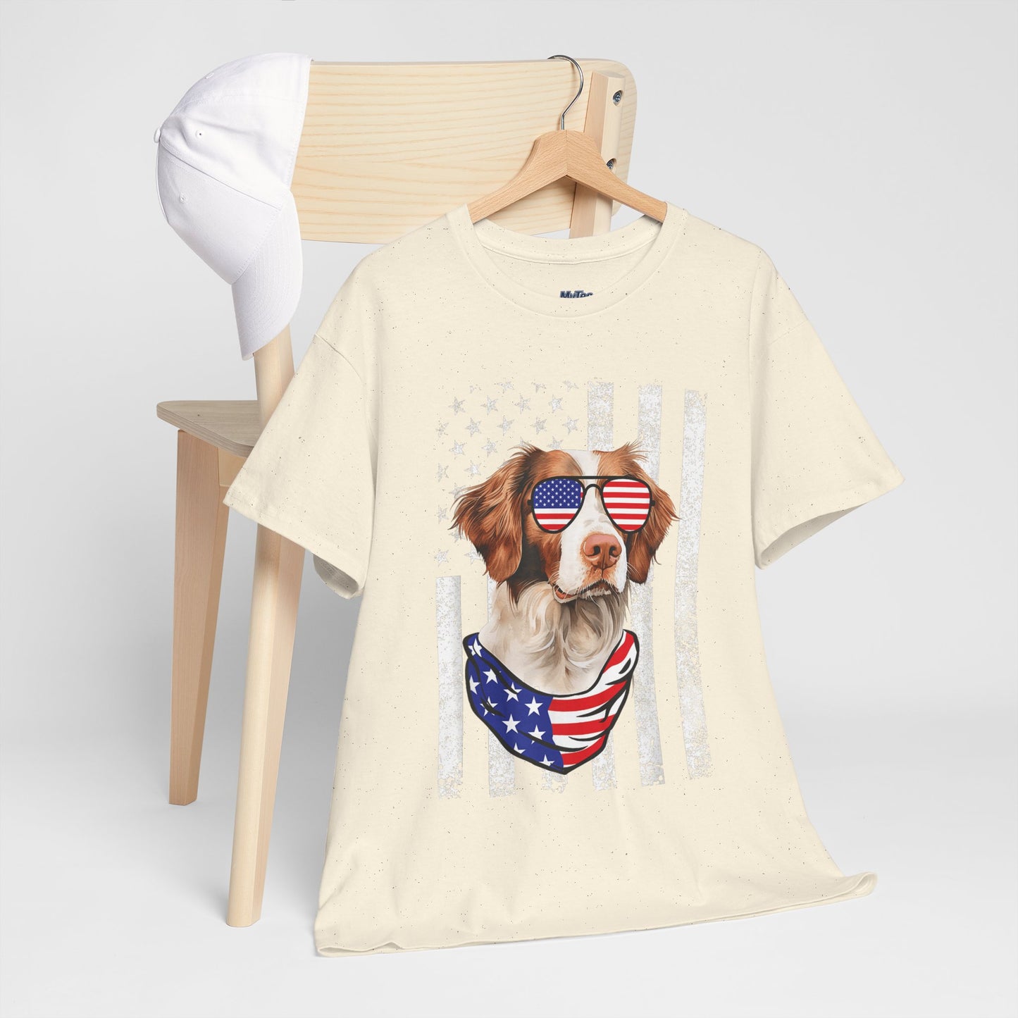 Patriotic Brittany Spaniel with Sunglasses Unisex T-Shirt