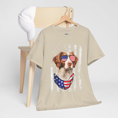 Patriotic Brittany Spaniel with Sunglasses Unisex T-Shirt
