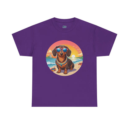 Dachshund Summer Style T-Shirt – Sunglasses & Sand Pup Design
