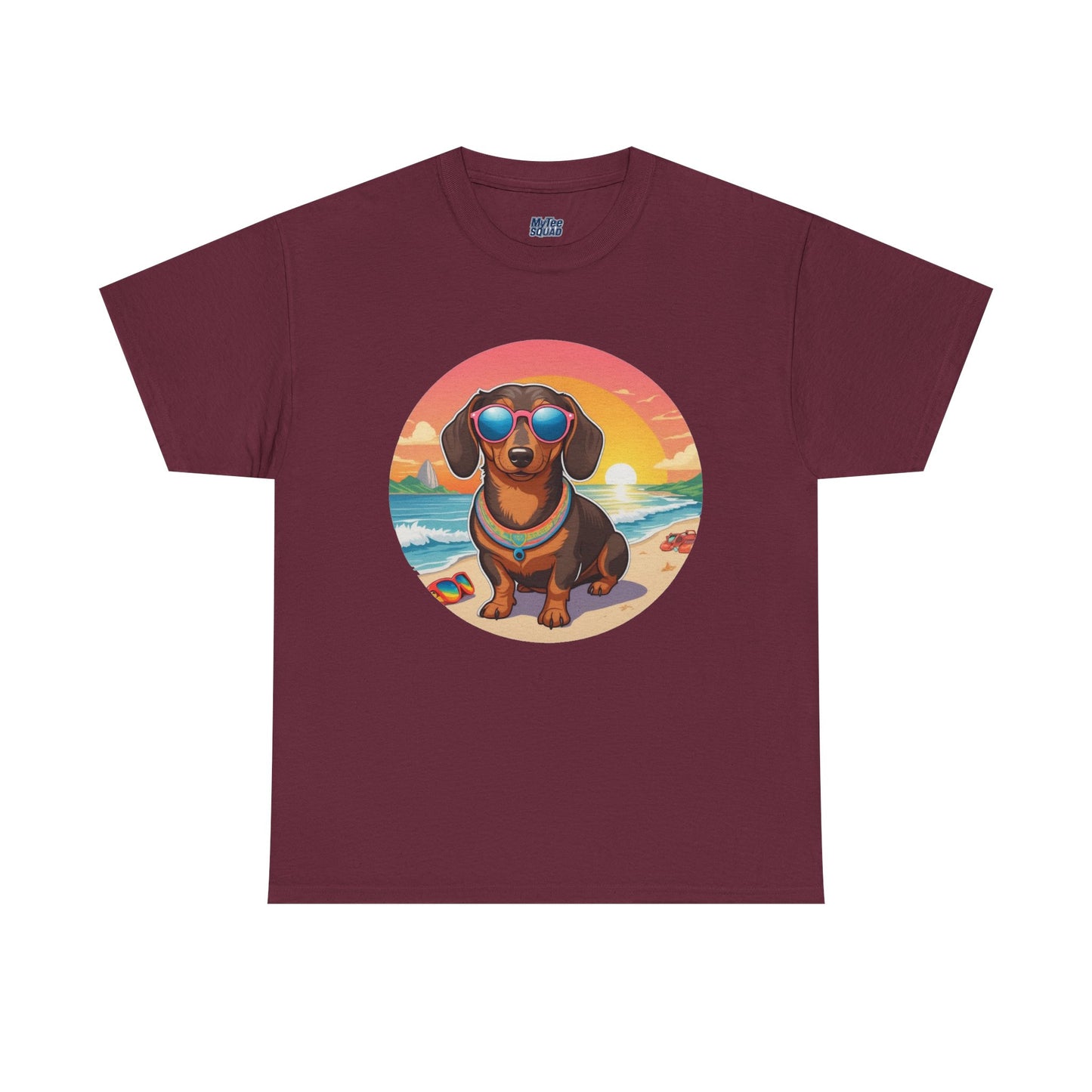 Dachshund Summer Style T-Shirt – Sunglasses & Sand Pup Design