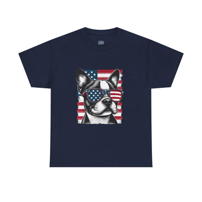 Patriotic Boston Terrier with Sunglasses Unisex T-Shirt