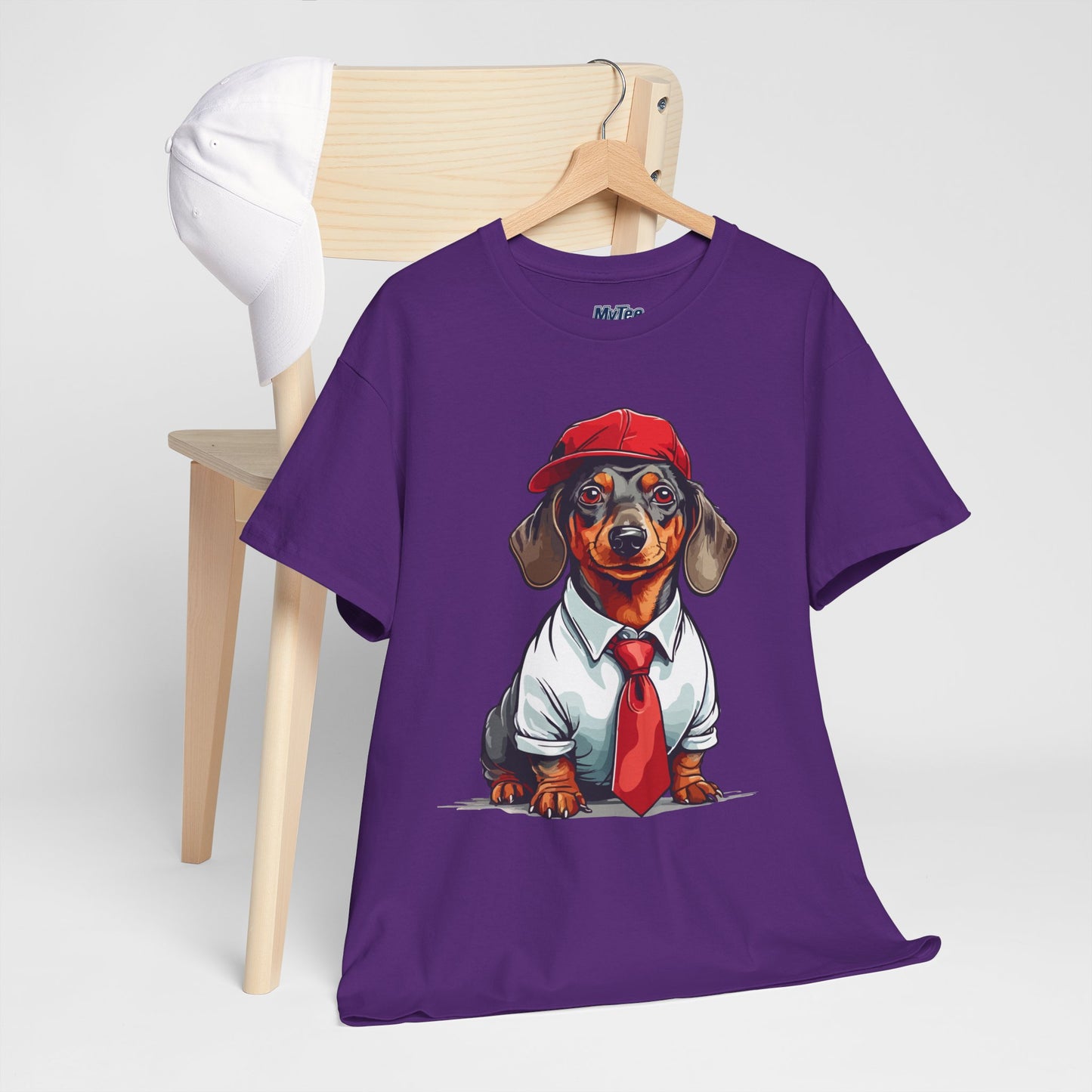 Dachshund Boss Unisex T-Shirt – Cool Pup in Cap & Tie