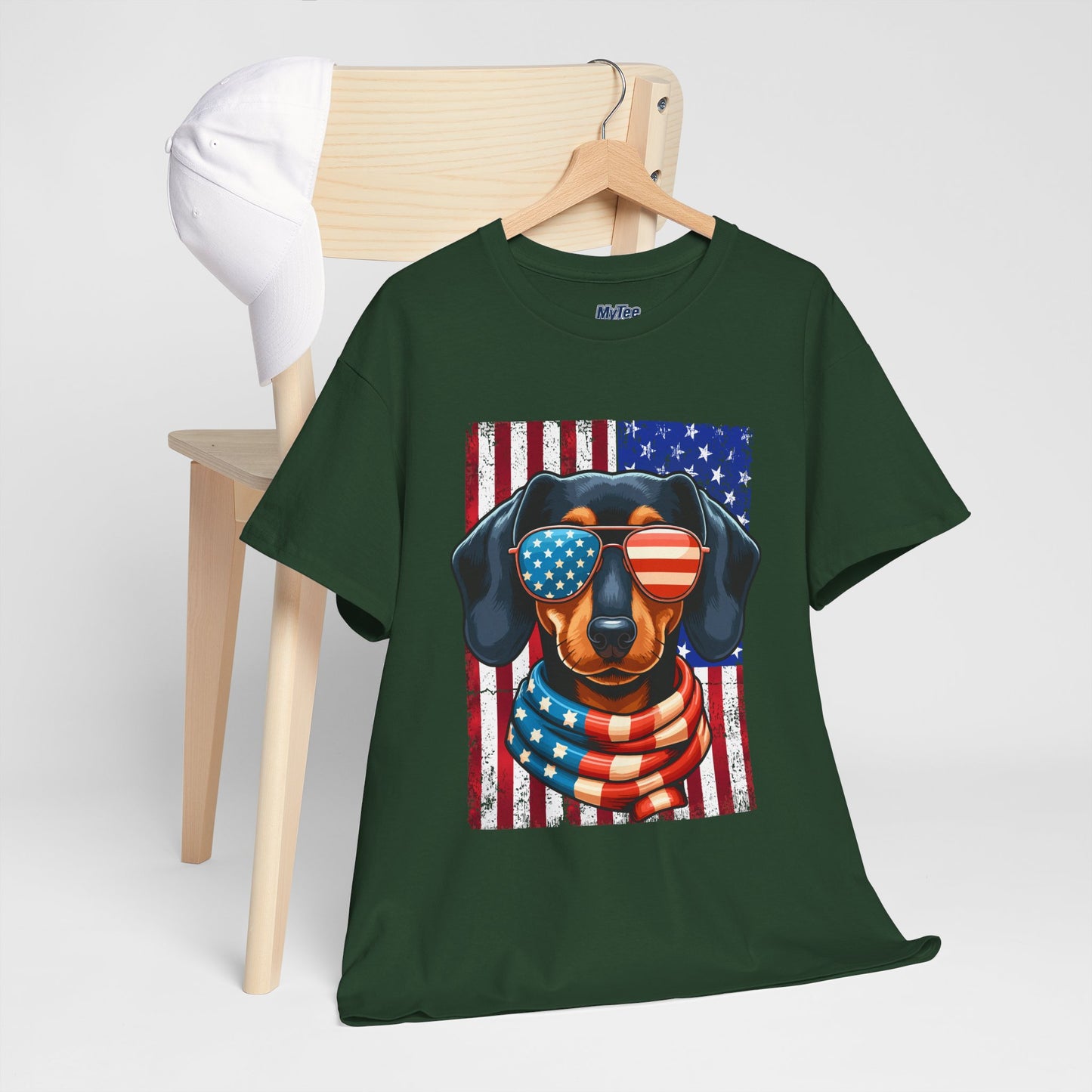 Patriotic Dachshund Dog Flag Shades Unisex T-Shirt