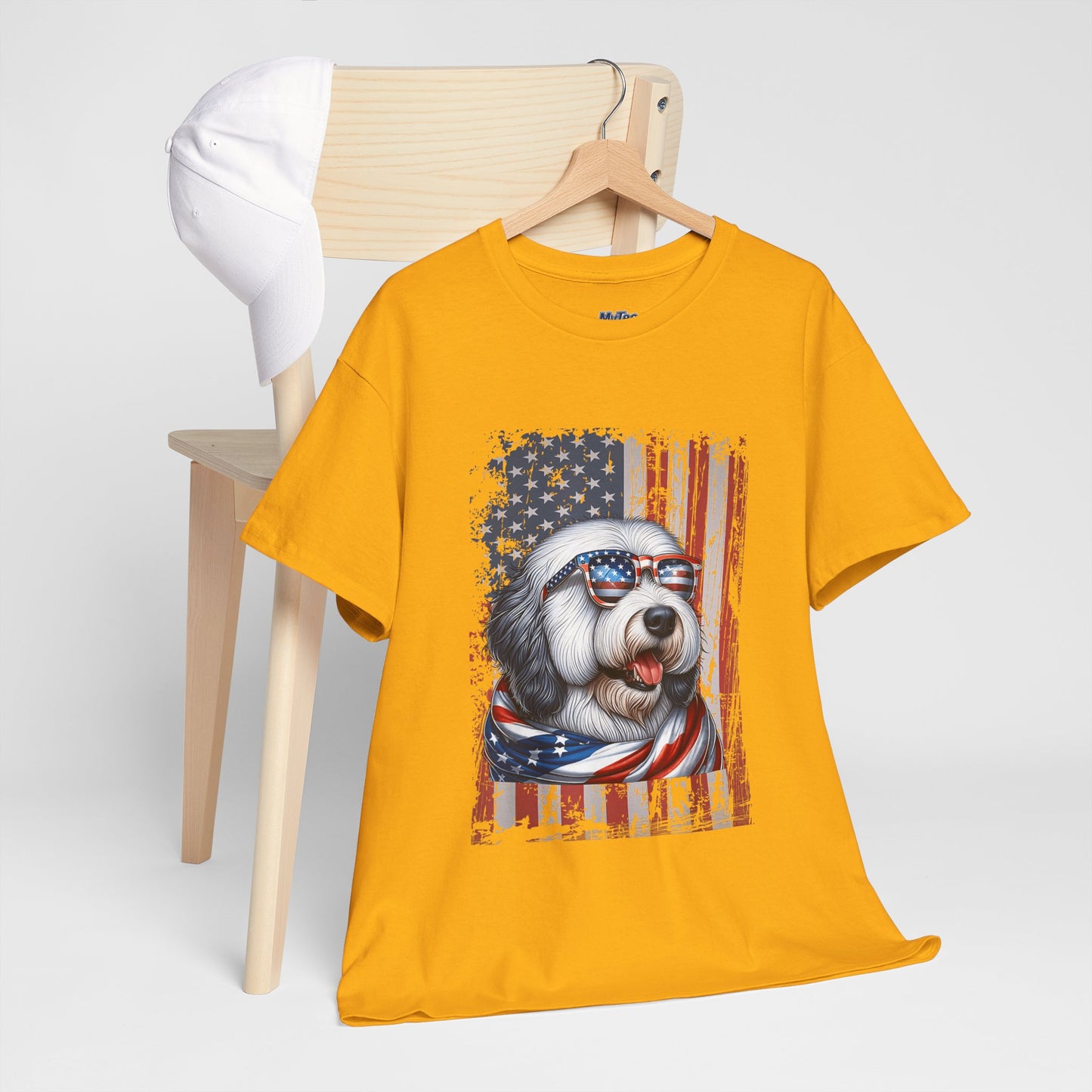 Patriotic Old English Sheepdog With Sunglasses Unisec T-Shirt