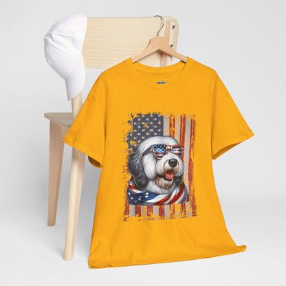 Patriotic Old English Sheepdog With Sunglasses Unisec T-Shirt