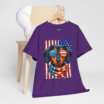 Patriotic Dachshund Dog Flag Shades Unisex T-Shirt