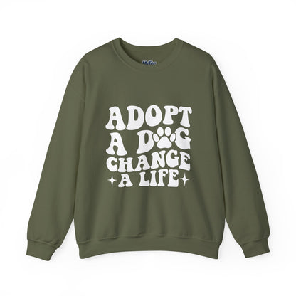 Adopt A Dog Change A Life Crewneck Sweatshirt
