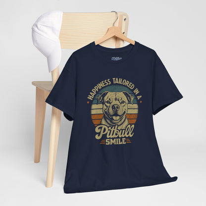 Happiness Tailored In A Pitbull Smile Unisex Tee | Animal Rescue Support Tee