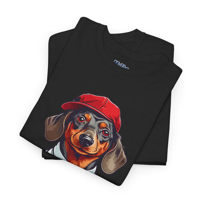 Dachshund Boss Unisex T-Shirt – Cool Pup in Cap & Tie