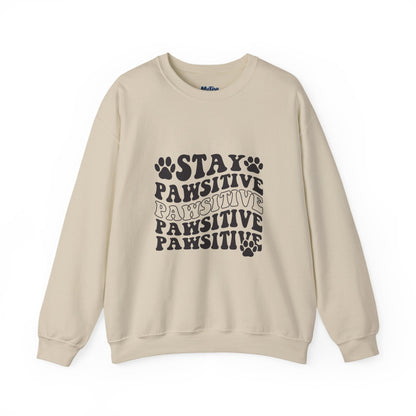 Stay Pawsitive Unisex Heavy Blend Crewneck Sweatshirt
