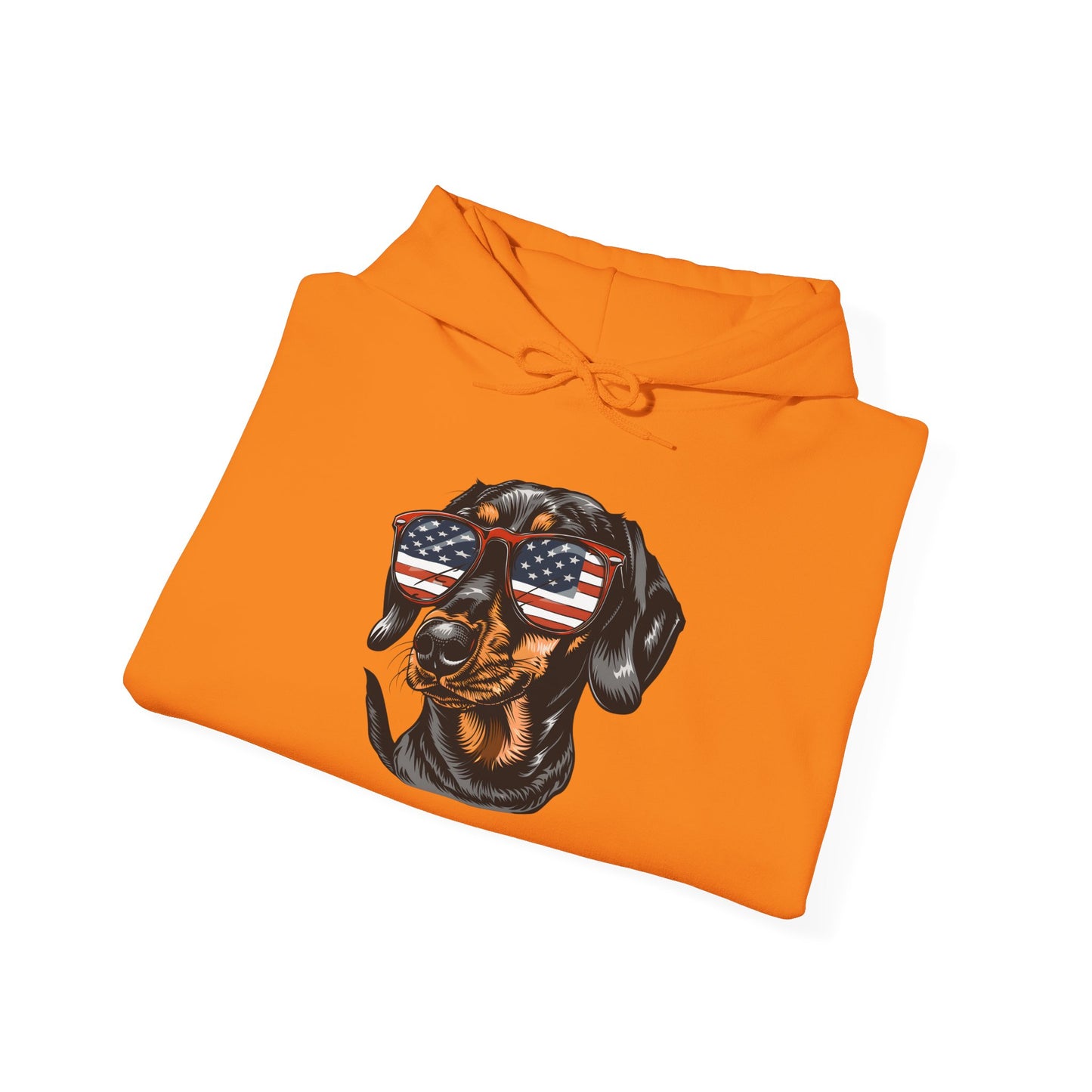 Patriotic Dachshund Dog Unisex Hoodie With Sunglasses