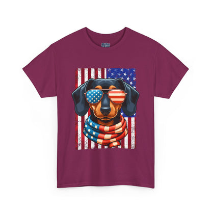 Patriotic Dachshund Dog Flag Shades Unisex T-Shirt