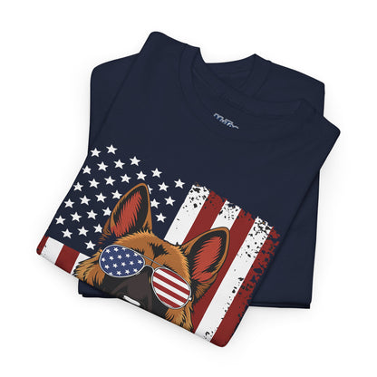 Patriotic German Shepherd Cotton T-Shirt | Tee