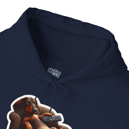 Dachshund TV Boss Unisex Hoodie– Funny Wiener Dog Relax Tee