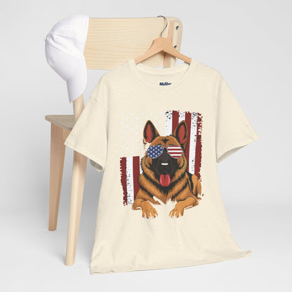 Patriotic German Shepherd Cotton T-Shirt | Tee