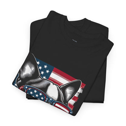 Patriotic Boston Terrier with Sunglasses Unisex T-Shirt