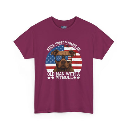 Never Underestimate An Old Man With A Pitbull T-Shirt | Gift For Dog Father