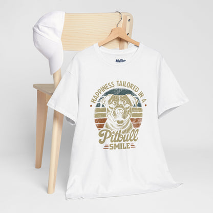 Happiness Tailored In A Pitbull Smile Unisex Tee | Animal Rescue Support Tee
