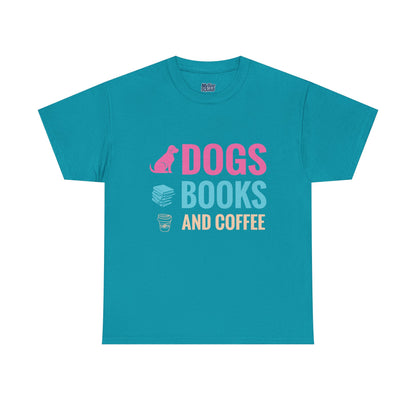 Dogs, Books, And Coffee Unisex Cotton T-Shirt | Dog Lover