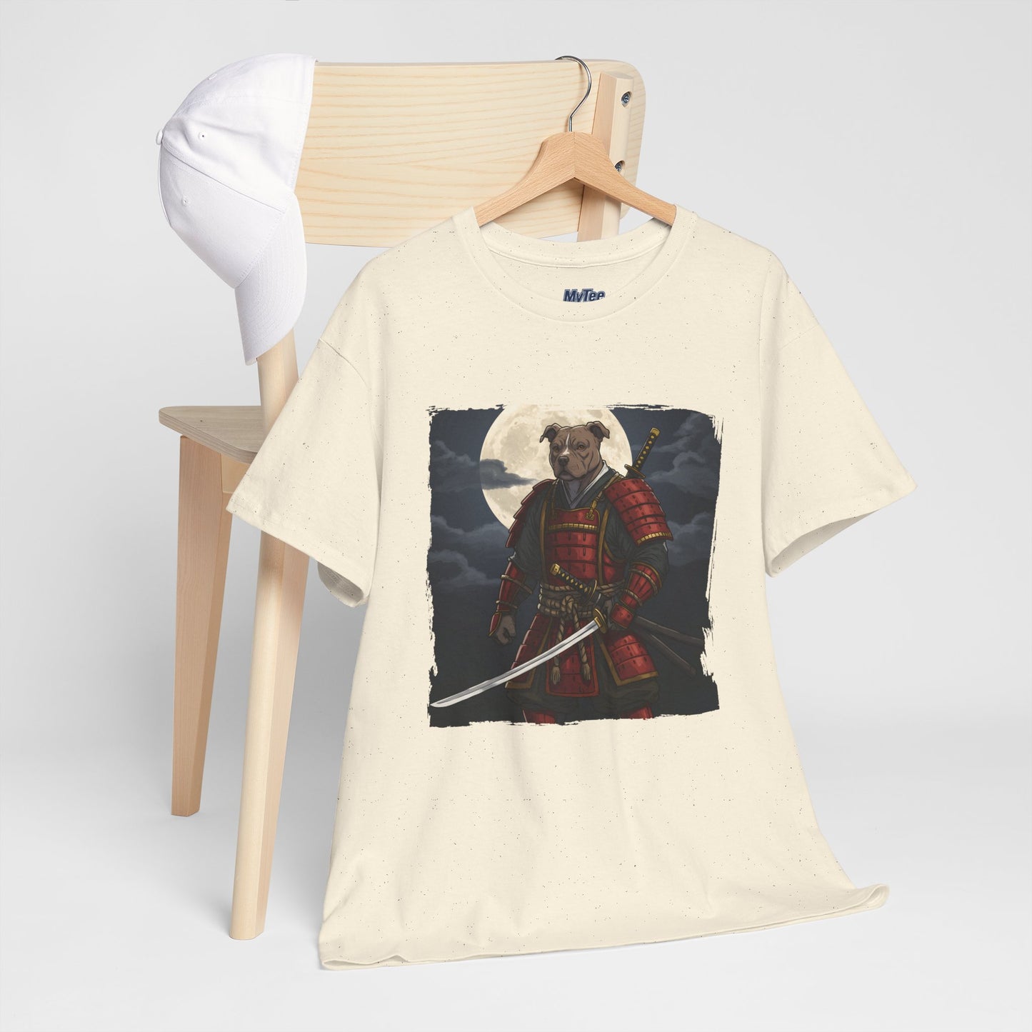 Pitbull Samurai Warrior Unisex Heavy T-Shirt,Tee | Graphic Tee For Anime Lovers