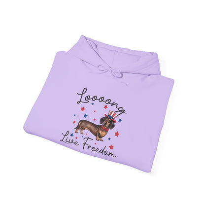 Patriotic Dachshund Loooong Live Freedom Unisex Hoodie