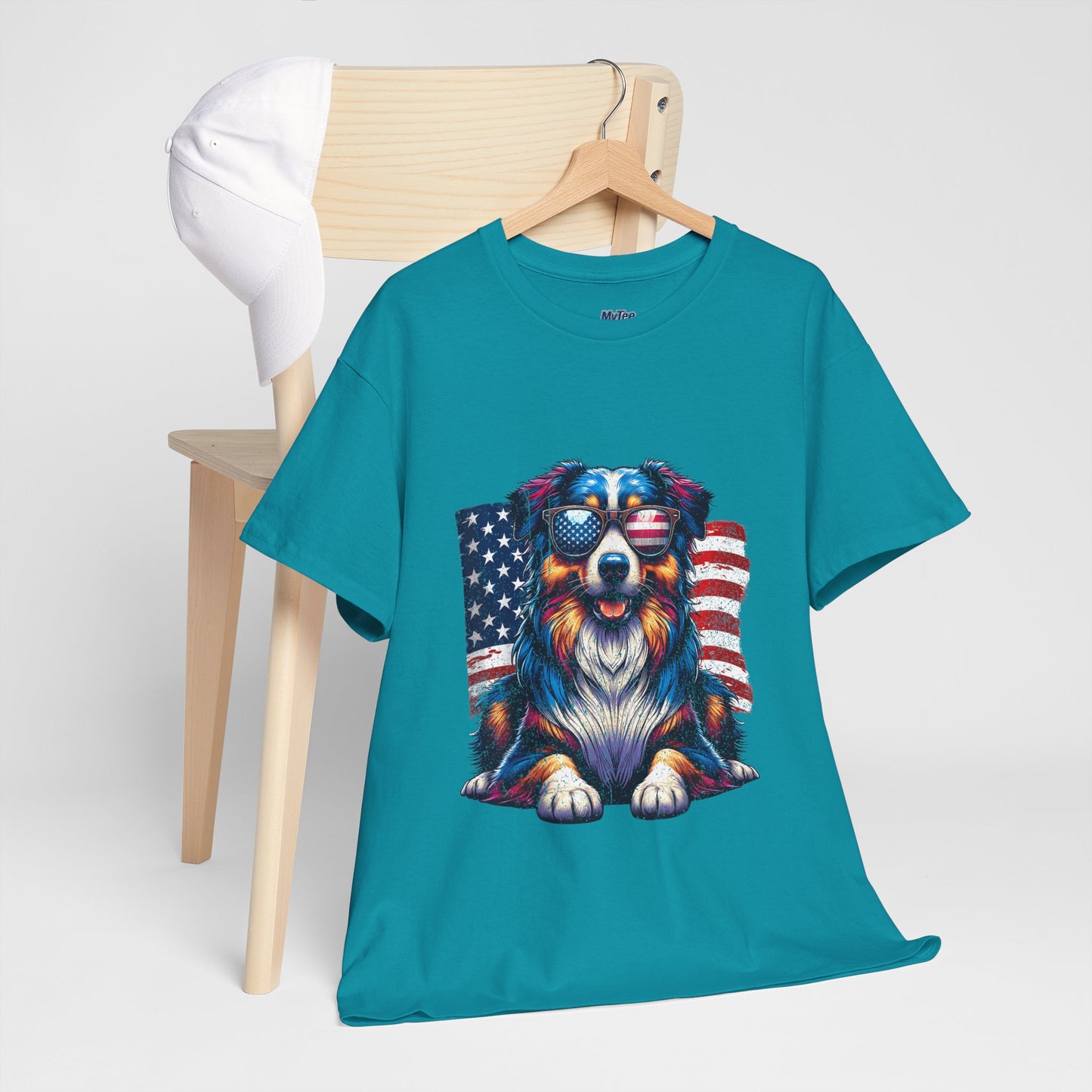 Patriotic Australian Shepherd With Sunglasses Unisex T-Shirt