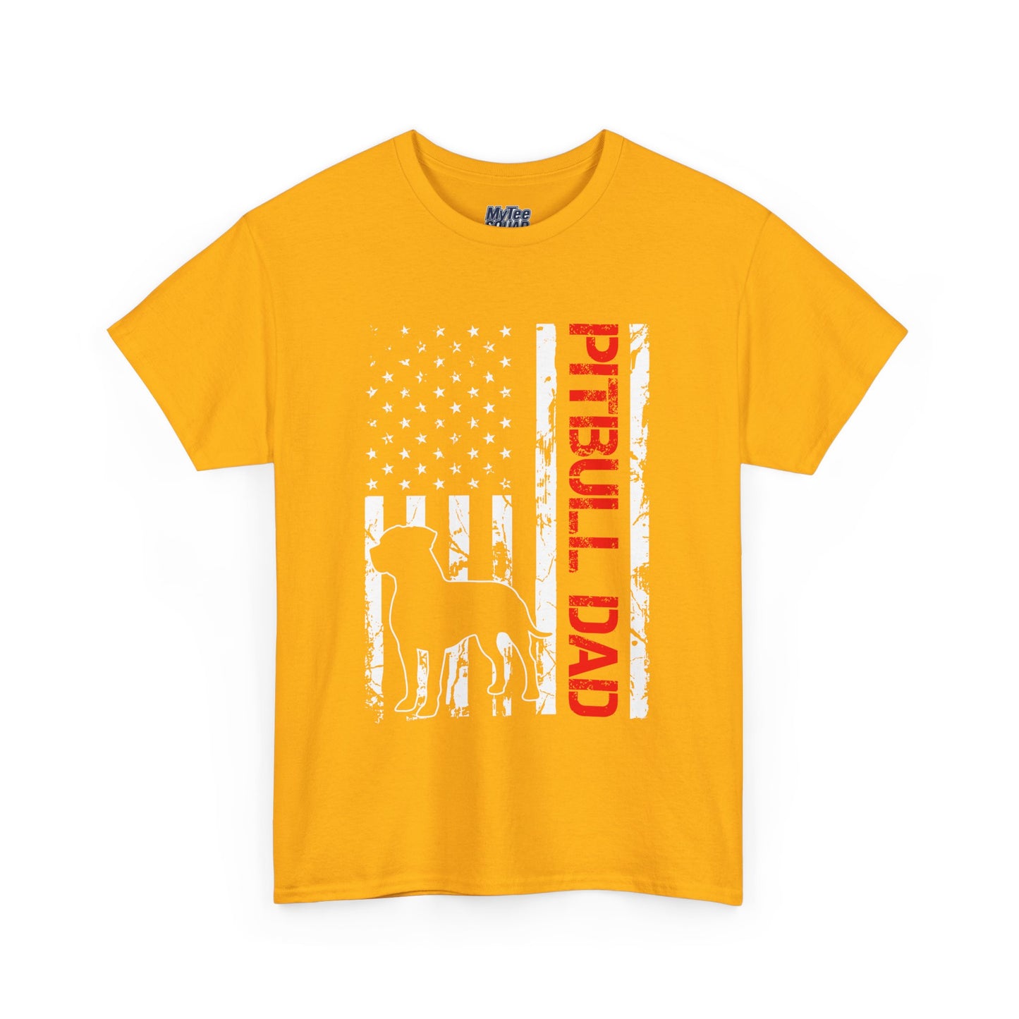 Patriotic Pitbull Dad Heavy Cotton T-Shirt | Father's Day Gift