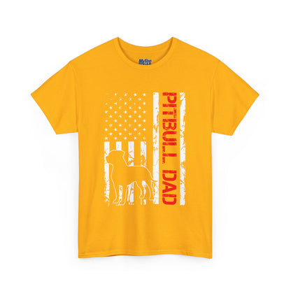 Patriotic Pitbull Dad Heavy Cotton T-Shirt | Father's Day Gift