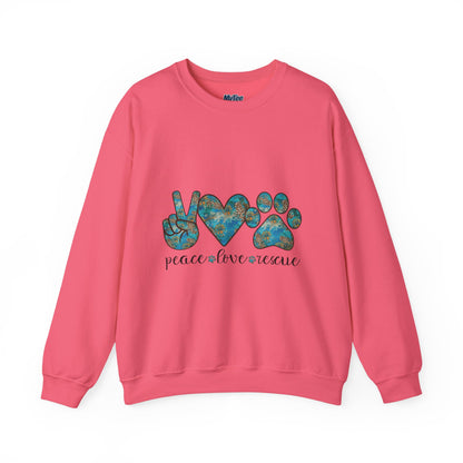 Peace Love Rescue Sweatshirt | Heavy Blend Crewneck for Animal Rescuers