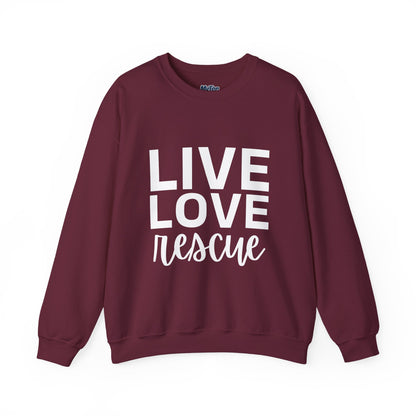Live Love Rescue Sweatshirt - Unisex Cozy Crewneck, Pet Lover Gift
