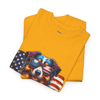 Patriotic Australian Shepherd With Sunglasses Unisex T-Shirt