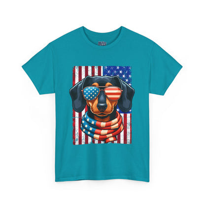 Patriotic Dachshund Dog Flag Shades Unisex T-Shirt