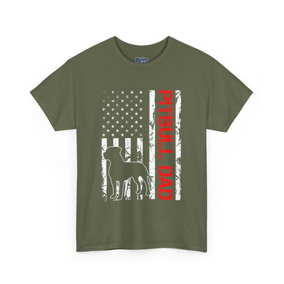 Patriotic Pitbull Dad Heavy Cotton T-Shirt | Father's Day Gift