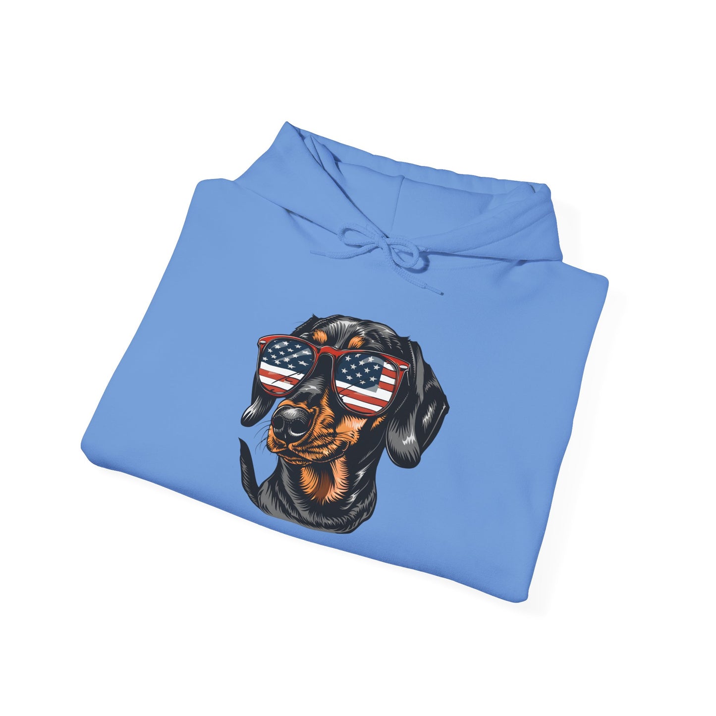 Patriotic Dachshund Dog Unisex Hoodie With Sunglasses
