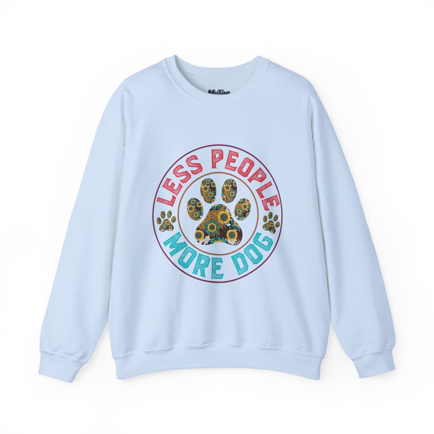 Less People More Dog Unisex Sweatshirt – Floral Paw Print Statement