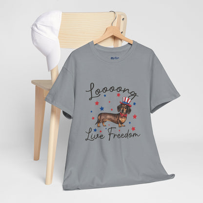 Patriotic Dachshund Loooong Live Freedom Unisex T-Shirt