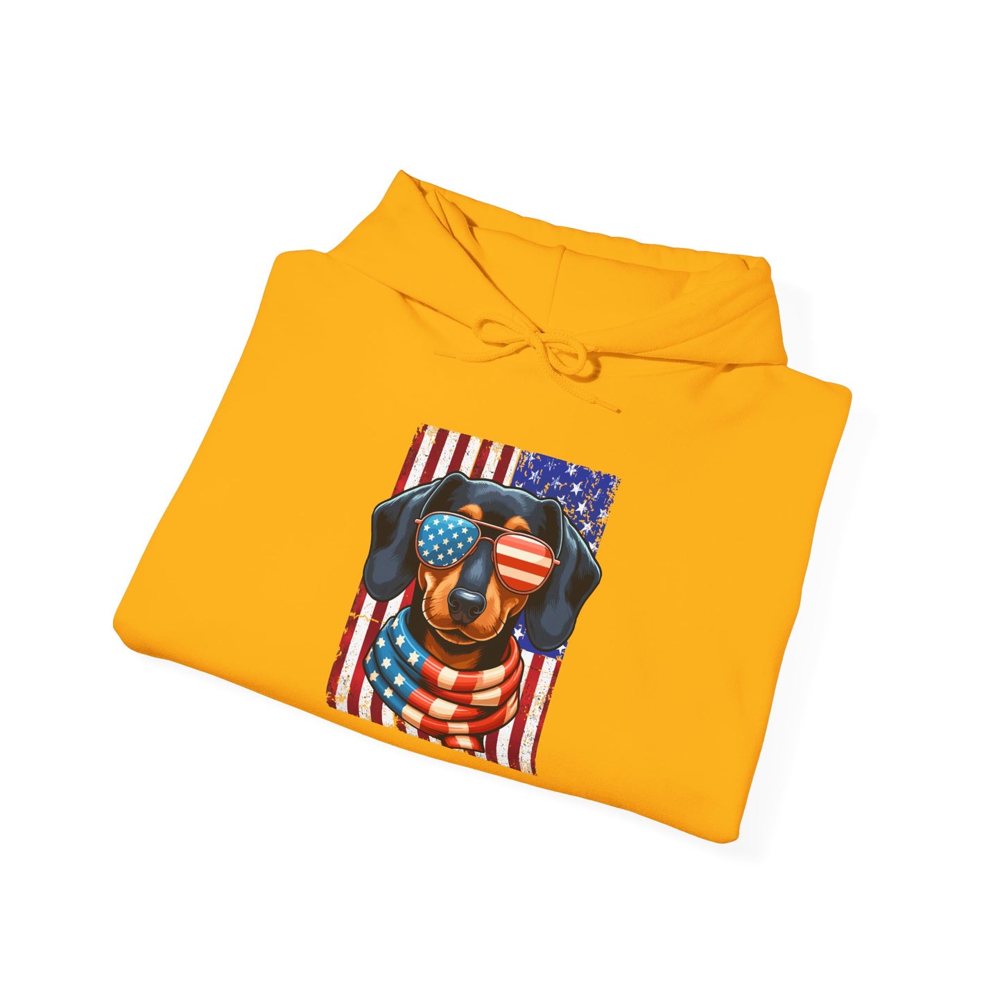 Patriotic Dachshund Dog Flag Shades Unisex Hoodie