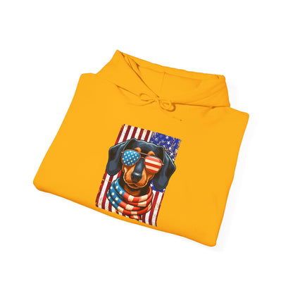 Patriotic Dachshund Dog Flag Shades Unisex Hoodie